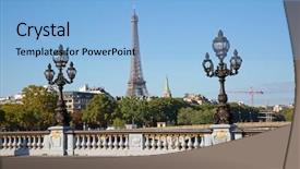  Presentation with street lighting - Theme having street lighting poles - bridge of alexandre iii background and a light blue colored foreground