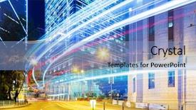  Presentation with busy street - Audience pleasing slides consisting of street lighting poles - busy traffic in hong kong backdrop and a  colored foreground