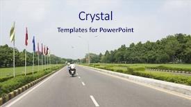  Presentation with new path - Amazing presentation theme having street lighting poles - motorcycle on the road shanti backdrop and a sky blue colored foreground