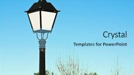  Presentation with street lighting - Presentation design consisting of street lighting poles - streetlamp against blue sky background and a light blue colored foreground