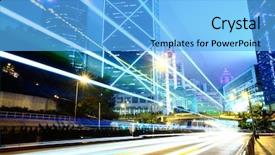  Presentation with street lighting - PPT theme enhanced with street lighting poles - traffic in city at night background and a light blue colored foreground