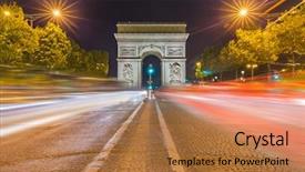  Presentation with history arc de triomphe paris - Slides featuring street lights slowmotion - arc de triomphe in paris background and a  colored foreground