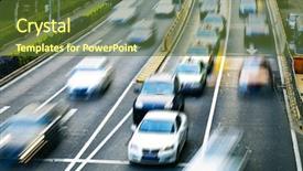  Presentation with empty road motion blur - PPT theme featuring street lights slowmotion - cars in highway with blur background and a tawny brown colored foreground