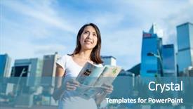  Presentation with hong kong - Presentation featuring street map - woman using city guide background and a teal colored foreground