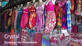  Presentation with womens fitness clothing - Cool new PPT layouts with street market cambodia siem reap backdrop and a violet colored foreground