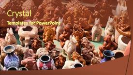  Presentation with exhibition - Presentation design consisting of street-market-exhibition-of-handmade background and a tawny brown colored foreground