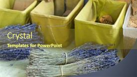  Presentation with market - Presentation theme having street-market-in-riez-alpes background and a tawny brown colored foreground