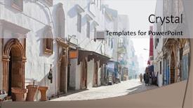  Presentation with morocco - Slide deck enhanced with street medina of essaouira morocco background and a light gray colored foreground