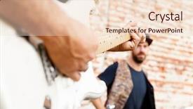  Presentation with guitar - Audience pleasing slide set consisting of street musician playing his guitar close up backdrop and a lemonade colored foreground