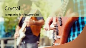  Presentation with wall street - Cool new slides with street musician playing his guitar backdrop and a  colored foreground