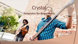  Presentation with instrument - Slide deck having street musician tuning his instrument background and a lemonade colored foreground