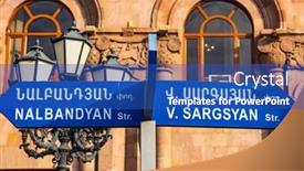  Presentation with name - Amazing presentation theme having yerevan capital city of armenia backdrop and a ocean colored foreground