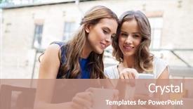  Presentation with people street - PPT theme consisting of street network - technology lifestyle and people concept background and a coral colored foreground