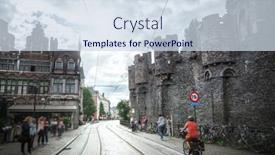  Presentation with belgium - PPT layouts with medieval castle gravensteen castle - street of gent belgium background and a sky blue colored foreground