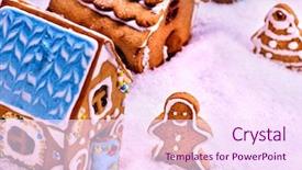  Presentation with gingerbread man - Beautiful slides featuring street of gingerbread houses top backdrop and a  colored foreground