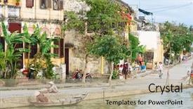  Presentation with vietnam - Cool new presentation theme with street of hoi an ancient backdrop and a mint green colored foreground