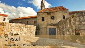  Presentation with street - Colorful PPT theme enhanced with street of old budva town backdrop and a yellow colored foreground