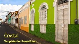  Presentation with city street - PPT theme with street-of-the-historic-center background and a tawny brown colored foreground