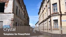  Presentation with city street - Amazing PPT theme having street-old-city-of-vyborg backdrop and a gray colored foreground