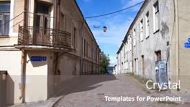  Presentation with city street - Slides consisting of street-old-city-of-vyborg background and a gray colored foreground