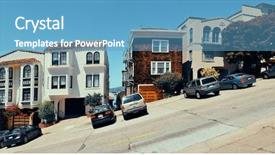  Presentation with san francisco - Colorful slides enhanced with street on hill in san francisco panorama view backdrop and a teal colored foreground