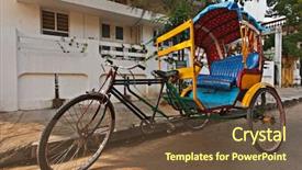  Presentation with rickshaw - Slides enhanced with street pondicherry south india background and a tawny brown colored foreground