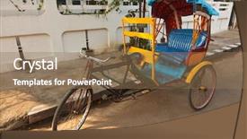  Presentation with rickshaw - Presentation theme with street pondicherry south india background and a  colored foreground