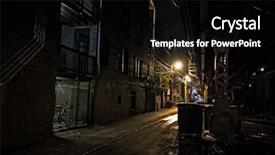  Presentation with dark night - Theme featuring street post - dark urban alley at night background and a black colored foreground