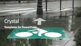  Presentation with bicycle - Presentation featuring street post - weird bicycle roadsign background and a gray colored foreground