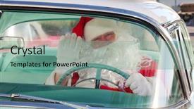  Presentation with classic car - Amazing slides having street rod - santa claus arrives in style backdrop and a seafoam green colored foreground