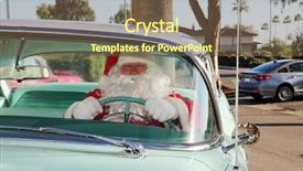  Presentation with deliver - Audience pleasing slides consisting of street rod - santa claus arrives in style backdrop and a tawny brown colored foreground