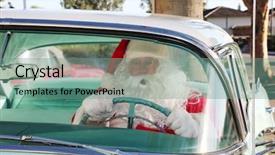  Presentation with classic car - Cool new PPT theme with street rod - santa claus arrives in style backdrop and a seafoam green colored foreground
