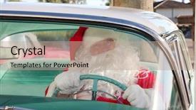  Presentation with classic car - PPT layouts consisting of street rod - santa claus arrives in style background and a coral colored foreground