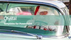  Presentation with classic car - Theme with street rod - santa claus arrives in style background and a seafoam green colored foreground