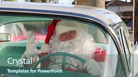  Presentation with classic car - Presentation having street rod - santa claus arrives in style background and a ocean colored foreground
