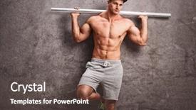  Presentation with metal - Theme enhanced with street rod - young shirtless guy holding background and a  colored foreground