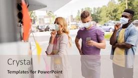  Presentation with food mask - Beautiful slide deck featuring street-sale-health-and-people backdrop and a soft green colored foreground