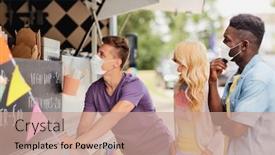  Presentation with food truck - Theme having street-sale-health-and-people background and a coral colored foreground