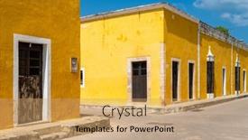  Presentation with bright yellow - PPT layouts with street-scene-with-bright-yellow background and a coral colored foreground