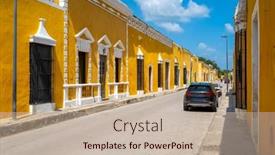  Presentation with bright yellow - PPT layouts enhanced with street-scene-with-bright-yellow background and a soft green colored foreground