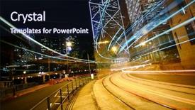  Presentation with modern building - PPT layouts consisting of street shanghai night - light trails on the modern background and a wine colored foreground