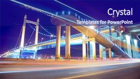  Presentation with suspension bridge - Presentation featuring street shanghai night - light trails on the modern background and a  colored foreground