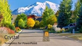  Presentation with street children - Slide set with street sign at residential neighborhood background and a coral colored foreground