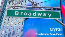  Presentation with broadway - Beautiful PPT theme featuring street sign on broadway backdrop and a teal colored foreground