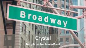  Presentation with broadway - PPT theme consisting of street sign on broadway background and a gray colored foreground