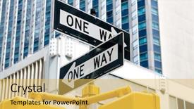  Presentation with street - PPT theme featuring street sign on the bright background and a yellow colored foreground