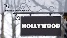  Presentation with two way street sign - Colorful slide deck enhanced with street sign with word hollywood backdrop and a light blue colored foreground