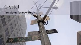  Presentation with street lighting - Beautiful PPT theme featuring street sign backdrop and a light blue colored foreground