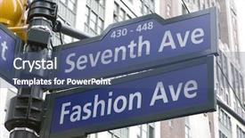  Presentation with new york city subway station - Theme consisting of street signs - 7th avenue new york city background and a ocean colored foreground