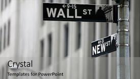  Presentation with wall street - Beautiful presentation theme featuring street signs - wall st backdrop and a light gray colored foreground